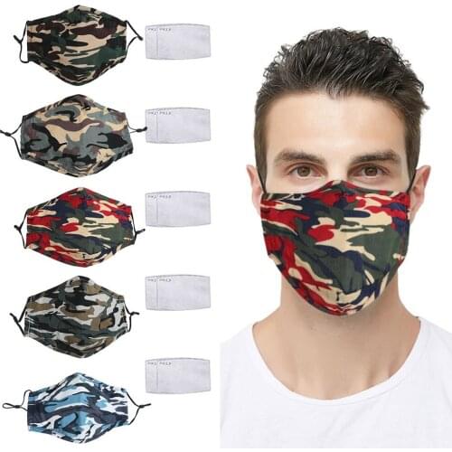 Protection Face Mask For Men Camouflage Print Filter Mask Washable Reuse Fabric Mask Adult Pm2.5 Dust-proof Masks Decoration