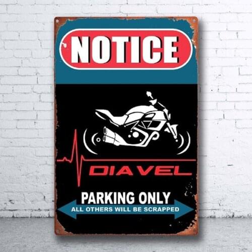 Metal Tin Sign Notice Moto Ducati Diavel Parking Only Decor Bar Pub Vintage Retro Wall Home Club Tavern Cafe Garage Art M042