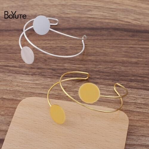BoYuTe (50 Pieces/Lot) 65*60MM Metal Brass Bracelet Welding 18MM Flat Base Handmade Diy Jewelry Accesories