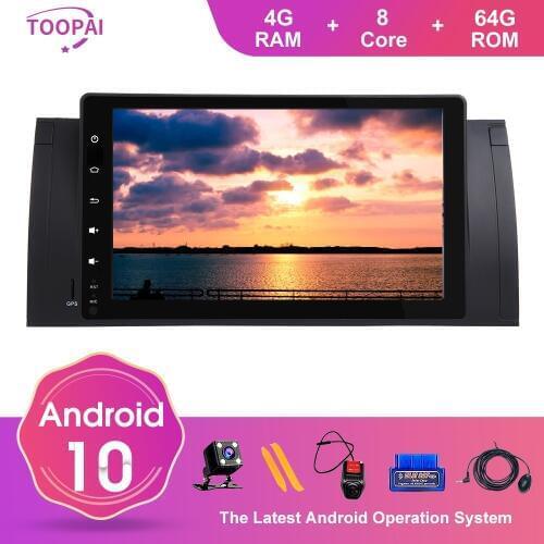 TOOPAI Android 10 For BMW E39 5 Series X5 E53 1996 1997 1998 1999 2001-2007 Auto Radio 9" Multimedia Player GPS Navigation SWC