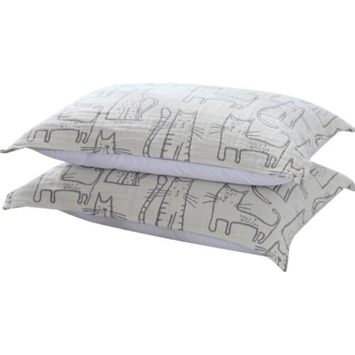 2pcs/pair 4 Layer Gauze Cotton Pillow Towel Bed Throw Pillowcase Cover Homestuck Pillow Cases Towel 55x78cm Drop Shipping