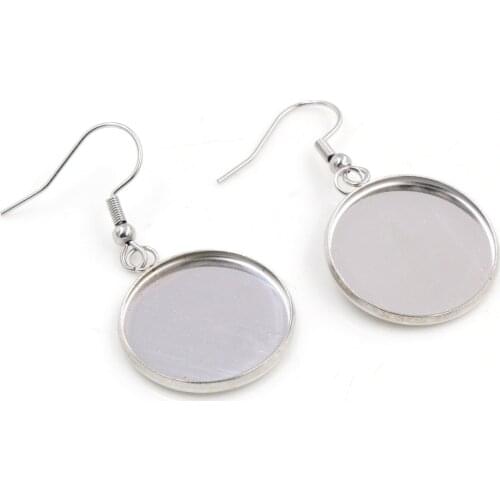 No Fade 20mm 25mm 10pcs Stainless Steel Handmade Style Lever Back Earrings Blank/Base,Fit 20 25mm Glass Cabochons,Buttons