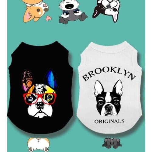 New Dog Clothes For Pet Letter Print Cartoon Animal For Small Medium Pets Cat Dog Shirt T-shirt Vest Pet Puppy French Bulldog