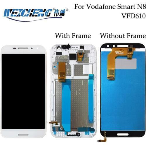 New display For Vodafone Smart N8 LCD DIsplay + Touch Screen Digitizer Assembly With Frame for lcds VFD610 LCD VFD 610 Display