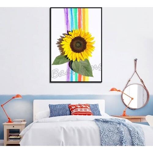 One Piece Canvas Painting Chrysanthemum Poster European Style Frameless Waterproof Ink Painting Modern Flower Room Decoration