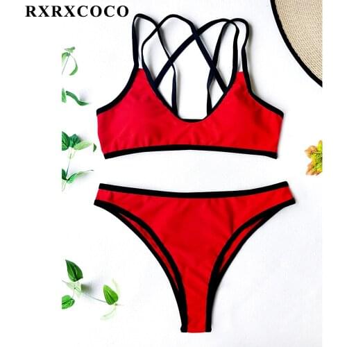 RXRXCOCO Sexy High Waist Bikini High Cut Swimsuit Female Bikini Set Bodysuit Bathing Suit Thong Brazilian Biquini Swimwear Women