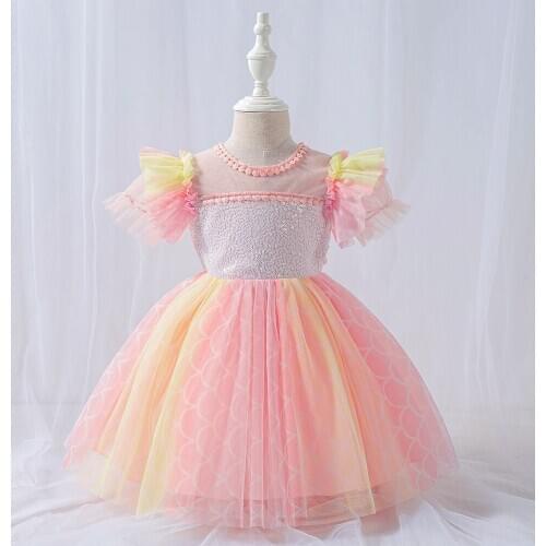 Flower Toddler Baby Girl Infant Princess Dress Baby Girls Sequined Dress Lace Tutu Kids Party dresses for 1 Years birthday 6M-3T
