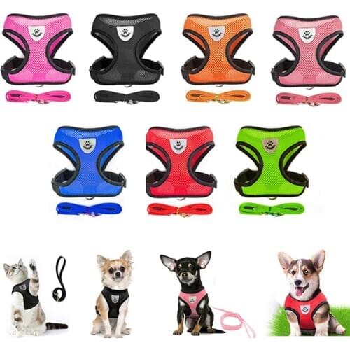 Adjustable Cat Dog Harness Pet Adjustable Reflective Vest Walking For Puppy kitten leash for dog Breathable Collar Harness