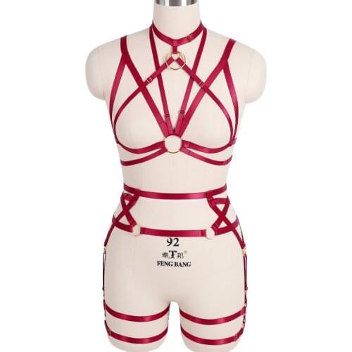 Fetish Womens Body Stocking Belt Festival Rave Wear Punk Stocking Garter Harness Fashion Erotic Lingerie Sexy Womens Underwear