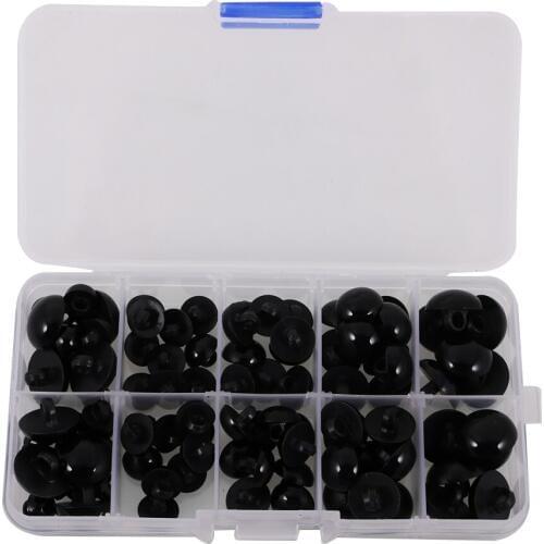 100 Pieces Plastic Black Half Ball Mushroom Shank Buttons Sewing Buttons DIY Bear Animal Toys Eyes Kids Craft