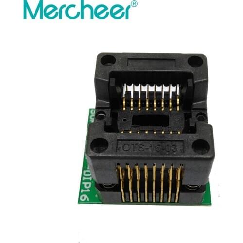SOP16 to DIP16 burning seat gold-plated double contact programming seat IC test seat ots16-1.27-03