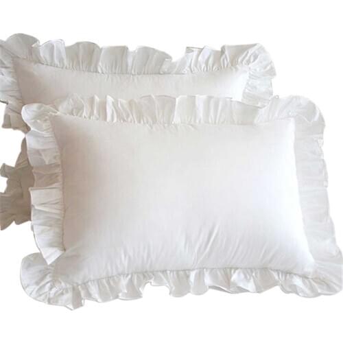 Solid Home Cushion 1pcs White Pillowcase Sham Princess European Pillow Cover Protector Bedding Cotton Ruffle Pillow 48 X 74cm