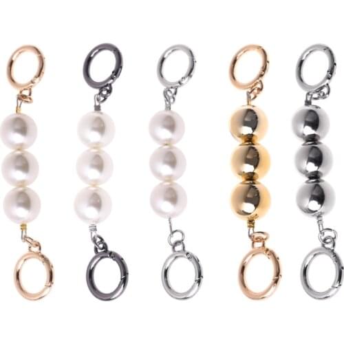 Bag Strap Extender Artificial Pearl Replacement Bag Chain Strap for Purse Clutch Handbag (5.1 Inch/ 13 cm)