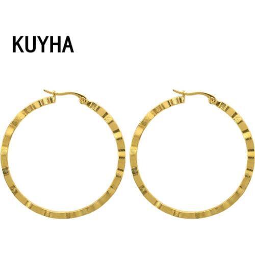 Gold Punk Hoop Earrings Fashion Geometric Statement Jewelry For Women Wedding Party Brincos 4 Sizes Present