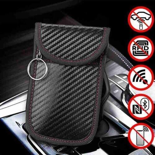 1PCS Anti-Theft Keyless Entry Car Key Cover RFID Signal Radiation Blocking Farady Bag Car Key Wallet Portable Security Keychain