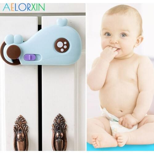 1Pcs Cute Animal Drawer Lock Whale Protection Baby Safety Stopper Baby Newborn Care Child Lock Protection From Children