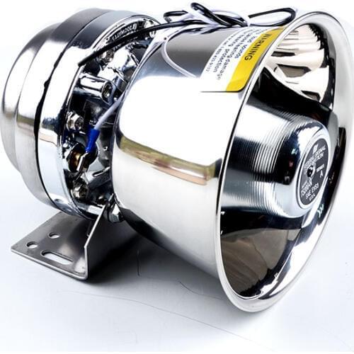 DC12V 200W Silver Stainless Steel Speaker Car Styling Police Siren High Power Alarm Siren Loudspeaker Electronic Horn Megaphone