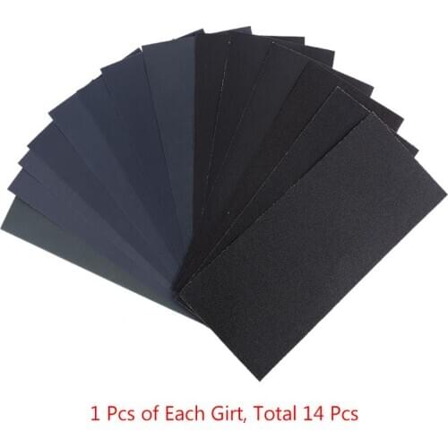 14Pcs/set Wet Dry Sandpaper 120 To 3000 Grit Assortment Abrasive Paper Sheets For Automotive Sanding Wood Furniture Finishing