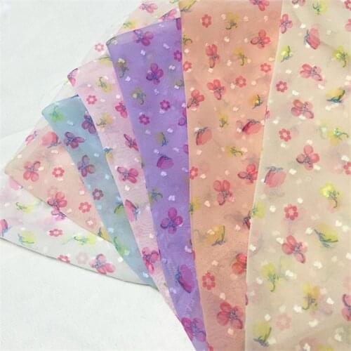 2 Yards Soft Print Chiffon Butterfly Fabric Breathable Flowing Comfortable Fabric For DIY Sewing Summer Beach Dress Lace Blouse