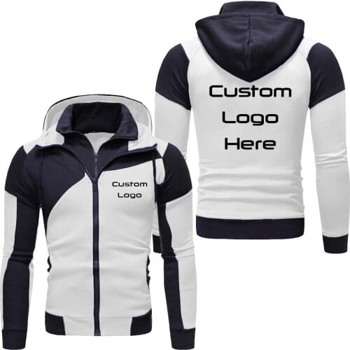 2021 Custom Logo Casual Hoodies Jacket Men Patchwork Zipper Coat Spring Autumn Hoody Sweatshirt male clothing Custom Your Logo