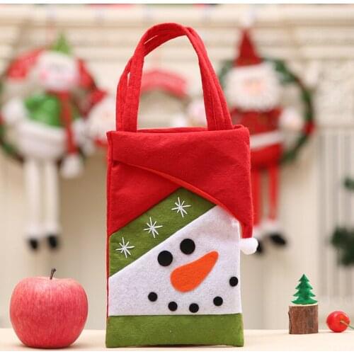 22*15cm New Cloth Christmas Gifts Storage Handbags Santa Clause Snowman Pattern Holders with Handle