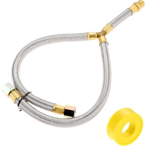 3/8" Flare Gas Propane Grill Y Splitter Stainless Steel Braided Hose Assembly Fit for LPG & NG Propane Fire Pit Hose & Fireplace