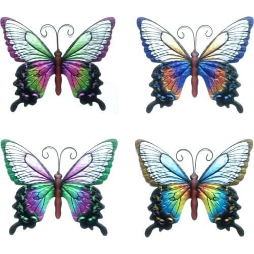 4Pcs Metal Butterflies Wall Art Sculptures Garden Wall Art Decorative Animal Hanging Wall Art Hanger for Indoor Outdoor
