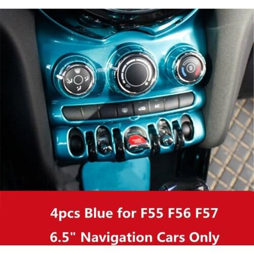 4pcs Blue Pink White Car Center AC Control Panel Sticker Cover Knob Moulding Trim for MINI Cooper F55 F56 F57 Styling