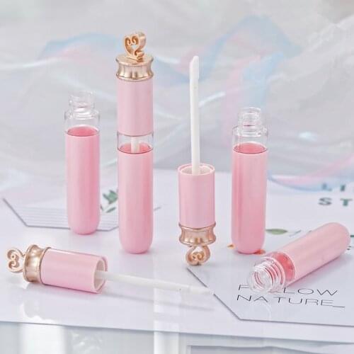 5pcs 6ml Empty Lip Gloss Tubes Gold Heart Shape Cosmetic Lip Gloss Containers Bottle Beauty Makeup Plastic Lipstick Tubes Bottle