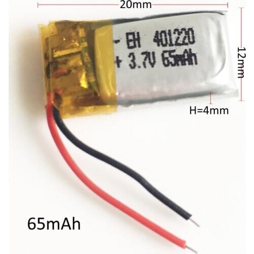 EHAO 401220 65mAh lipo rechargeable battery lithium polymer cells for MP3 bluetooth watch MID headset headphon video pen