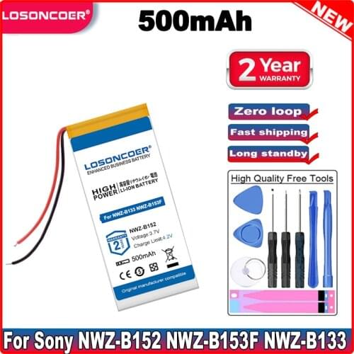 LOSONCOER 500mAh Battery For Sony NWZ-B152 NWZ-B153F NWZ-B133 MWZ-B162F MWZ-B172F MWZ-B173F NWZ-B183 NWZ-142F Player