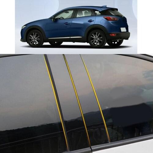 Car PC Material Pillar Post Cover Door Trim Window Piano Black Molding Sticker Plate For Mazda CX-3 CX3 2015 2016 2017 2018-2021