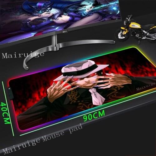 Mairuige Anime Demon Slayer Kimetsu No Yaiba Gaming RGB Large Mousepad LED Lighting USB Keyboard Desk Pad for Laptop Desktop