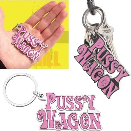 1pc Alloy Keychain Pussy Wagon Pink Letter Keychain Movie Kill Bill Key Chain For Women Men Car Keyring Jewelry Accessories
