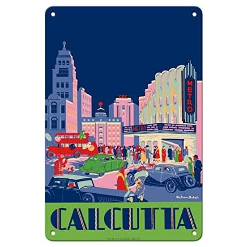 Calcutta, India - Metro Cinema by Dilip Kumar DasGupta c.1938 Metal Tin Sign