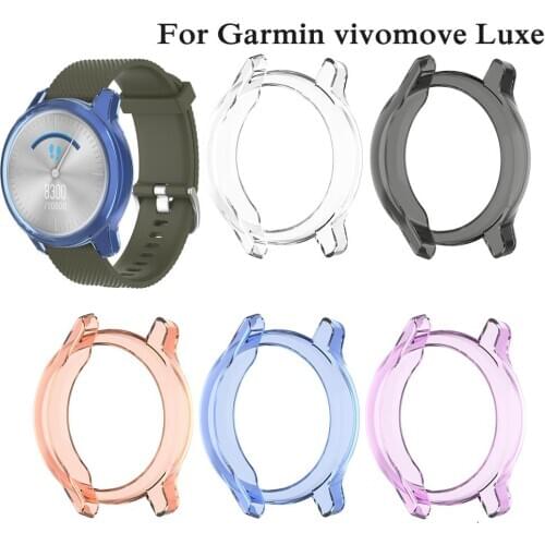 For Garmin vivomove Luxe TPU Silicone Watch Case Cover fashion Bracelet Protective Frame Shell Replacement Shockproof Clear Case