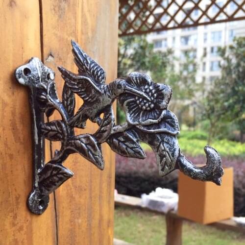 One pc cast iron birds with flower iron rack wall hanging basket rack Vintage Style 2 colors