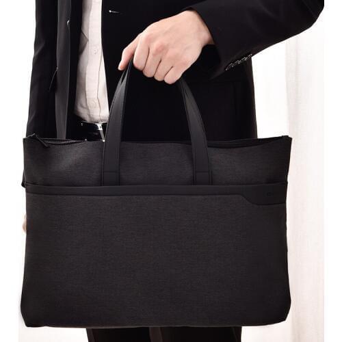 Deli 1PCS File Bag Folder Package A4 Double Zipper Bag Thick wiht Handle Waterproof Canvas Handbag Business Office Meeting