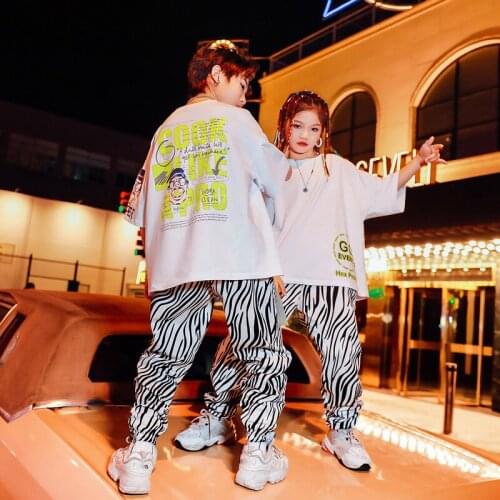 ChildrenS Hip-Hop Dance Costumes Spring T-Shirt Sweatpants Hiphop Suit Girls Jazz Dance Costumes Street Dance Clothes DN8102
