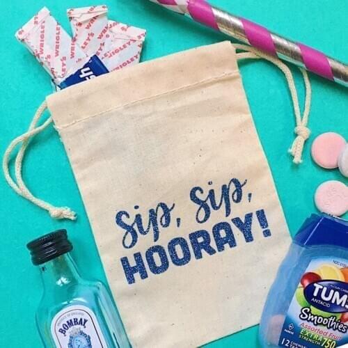 SIP SIP HOORAY custom bridal survival Kit bags Bachelorette decor hen weekend gift bag bridesmaid favor bags hungovers kit bag