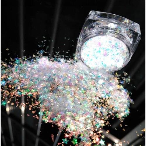HOLOGRAPHIC FLAKES For 3D Nail Art Irregular Sparkly Sequins Neon Nail Glitter Geometric Shells Small Holographic