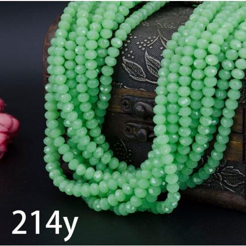 KAMTOP 95PCS / Lot 6MM Green Cut Glass Crystal Gasket Rondelle Beads DIY for Jewelry