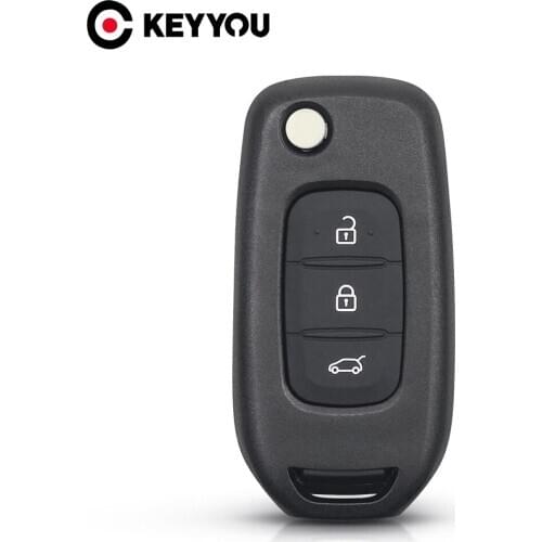 KEYYOU 10x Replacement 3 Button Remote Folding Flip Car Key Shell For Renault XP Megan Kadjar Koleos 2017 Case Fob Uncut Cover