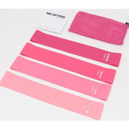 Pink Gradient Pull Ring Four-piece Yoga Ring Resistance Band Fitness Pull Rope Resistance Ring