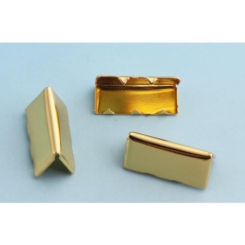 Ribbon End Clamps 20mm gold Ribbon End Clasp Crimp Fasteners Closures Leather End Cap