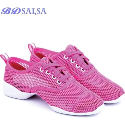 Summer Female Adult Male Square Dancing Shoe Mesh Surface Breathable Dance Shoes For Womens Modern Dancing Soft Bottom Blue P80