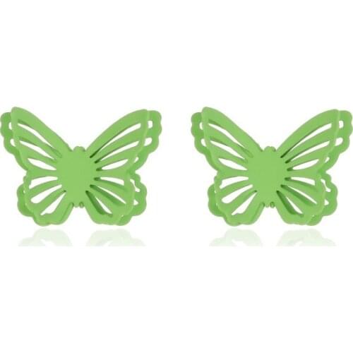 QiLuxy New Cute Hollow Colorful Butterfly Stud Earrings for Women Girl Small Cute Butterfly Stud Earring Fashion Jewelry Gifts