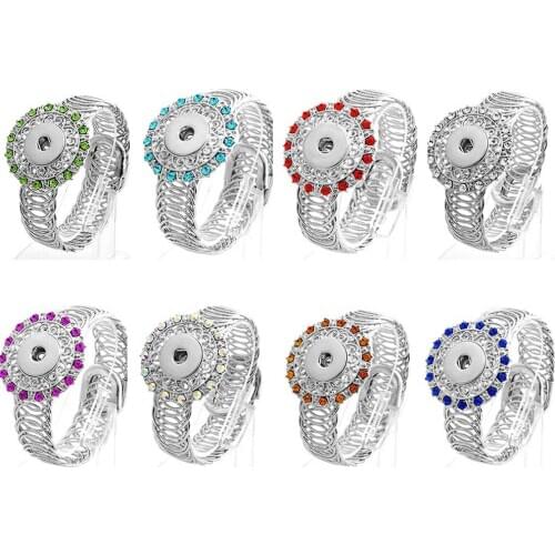 New Snap Button Bracelets Bangle Crystal Adjustable Bangle Fit 18mm Snap Buttons DIY Jewelry