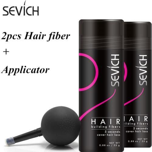 One kit 3pcs Hair Loss Product 2pcs Hair Care Fiber + 1pcs Hair Spray Pump Applicator Wig Thickening Hair Growth Keratin Fiber