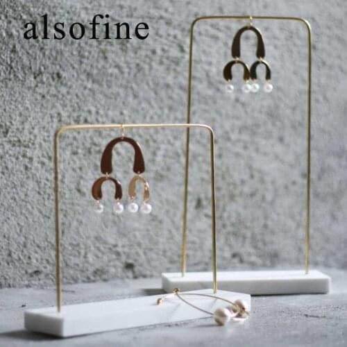 Fashion Marble Brass Jewelry Display Stand Earrings Necklace Stand Household Display Stand Necklace Storage Display Photo Props